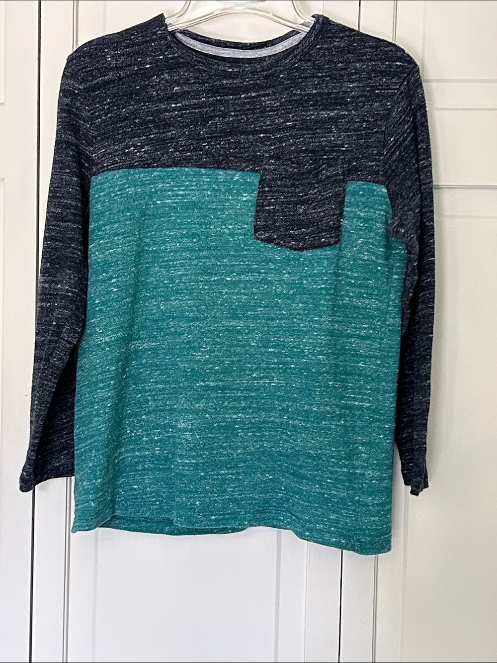 Old Navy Green and Charcoal Colorblock Long-Sleeve Top